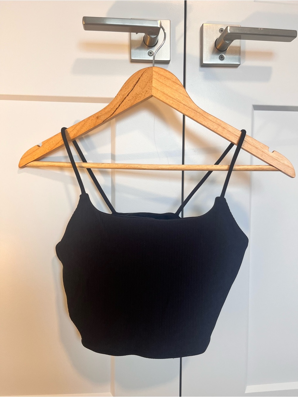 Black Ribbed Cropped Cami Top